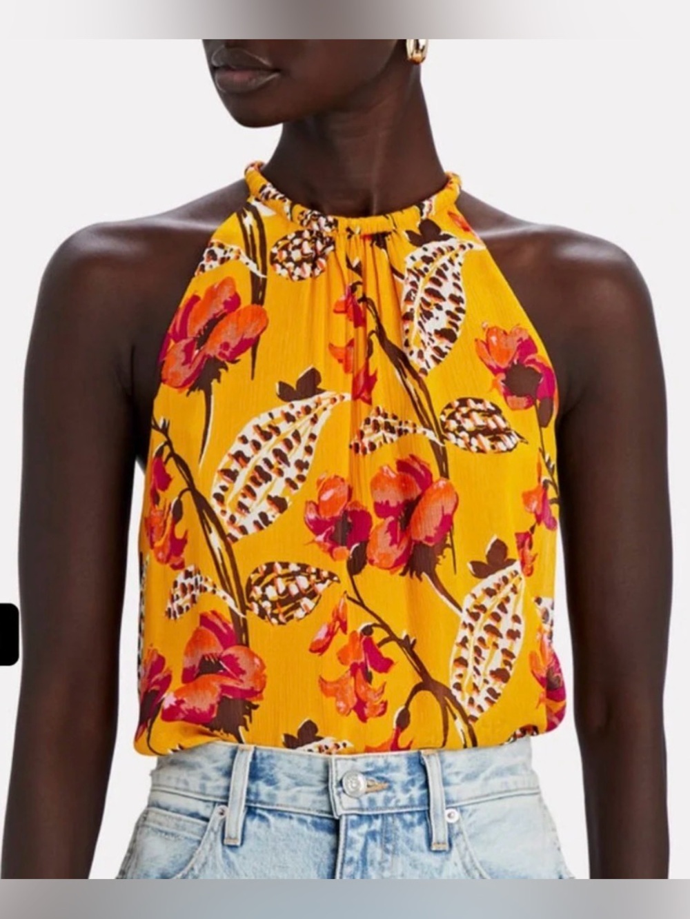 A.L.C. 100% Silk Kinsa Sleeveless Floral Blouse Top boho bohemian peasant 12